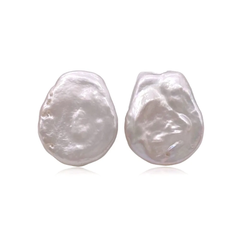 Baroque Pearl Stud Earrings White Lustrous Tissue Nucleated Style Melon Seed Shape Natural Freshwater Simple Stud Earring