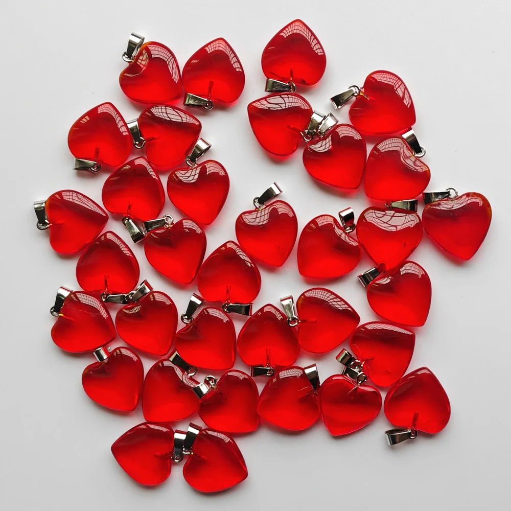 Fashion 20mm Red glass good heart pendants charms for necklaces jewelry Accessories making fast shipping Wholesale 50pcs/lot