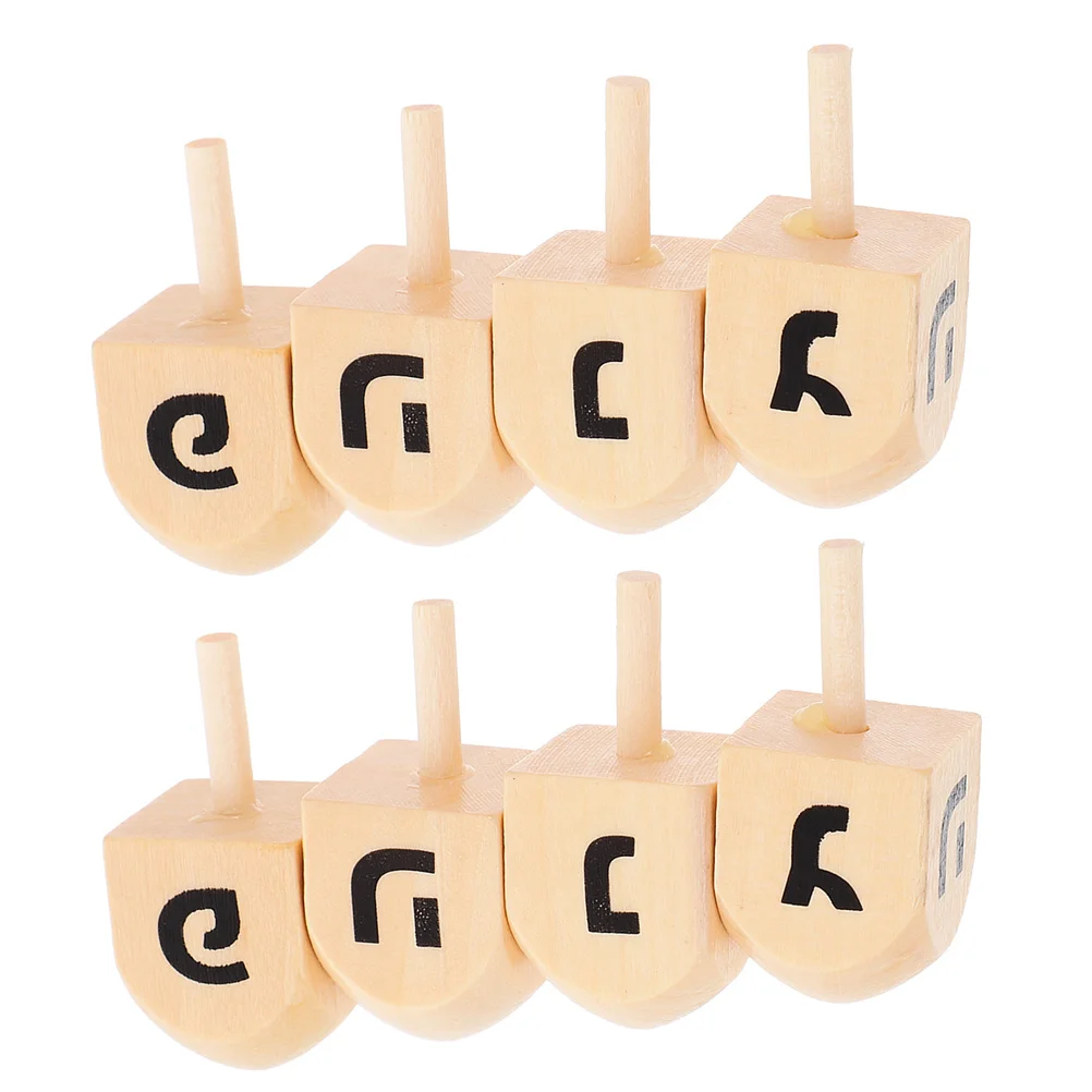 

8Pcs Hanukkah Wooden Dreidels Traditional Spinning Tops Indoor Outdoor Holiday Family Gatherings Mini Dreidels Bulk