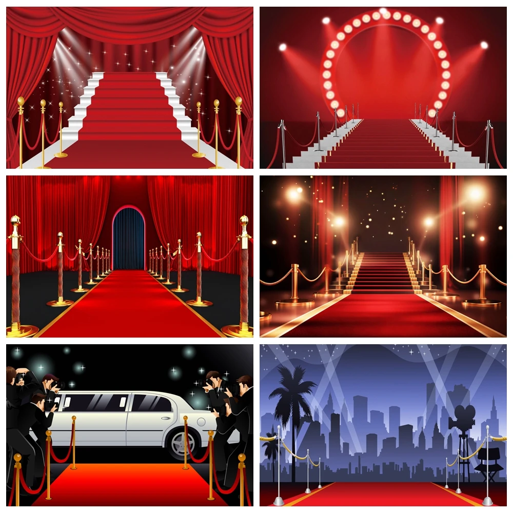 

Red Carpet Stage Photography Backdrop Movie Night VIP Celebrity Party Film Celebration Birthday Party Background Photo Studio