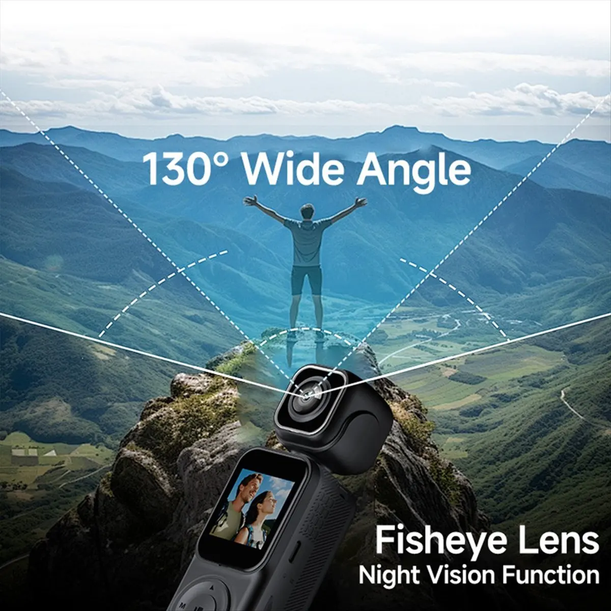 Stable- 4K Handheld Sports Camera Dual Lens WIFI Control Video Recorder Night Vision Wearable Body Cam for Outdoor Cycling