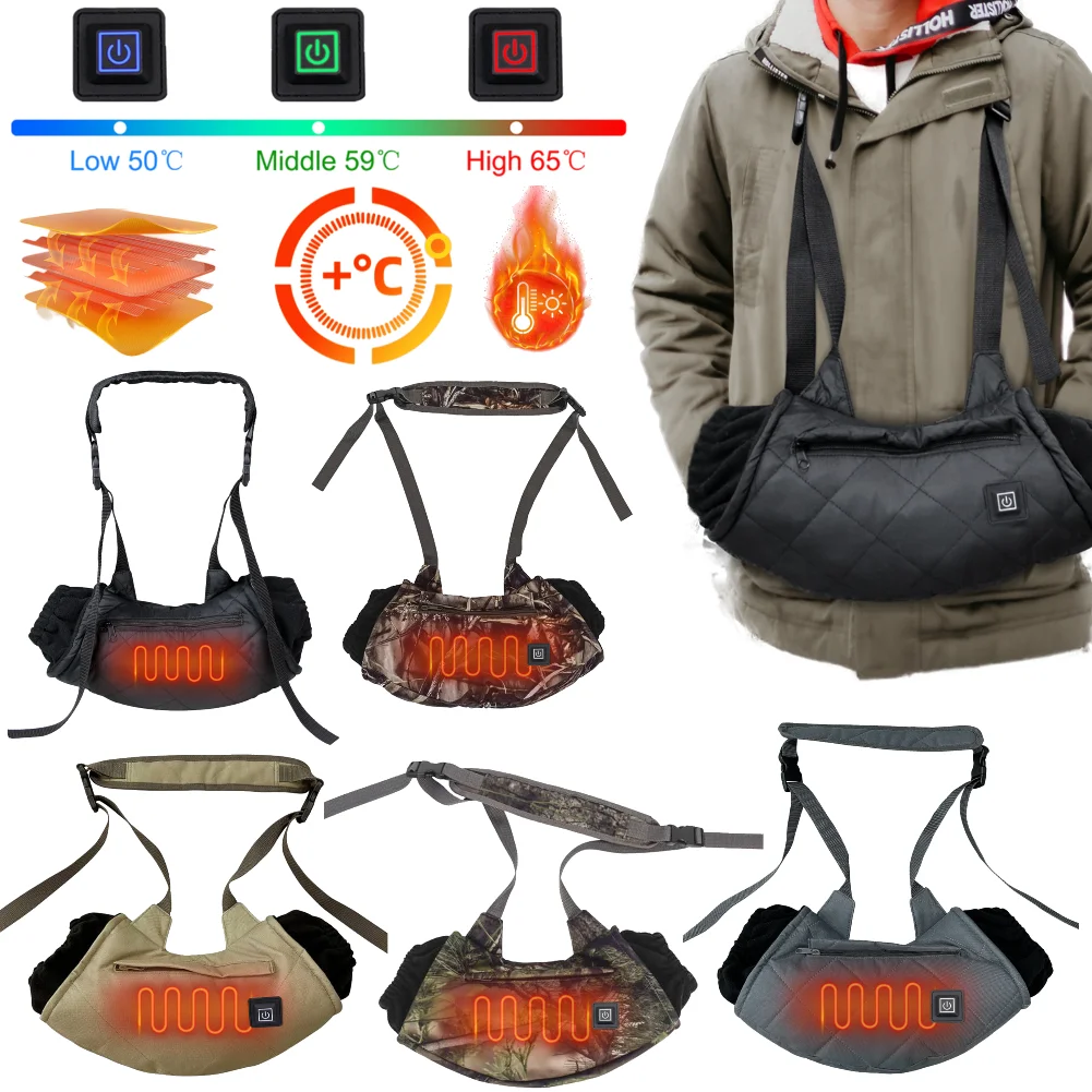 

Electric Hand Warmer 3-Gear Temperature Control Heated Hand Muff Waterproof Electric Heating Glove Waist Bag for Winter Camping