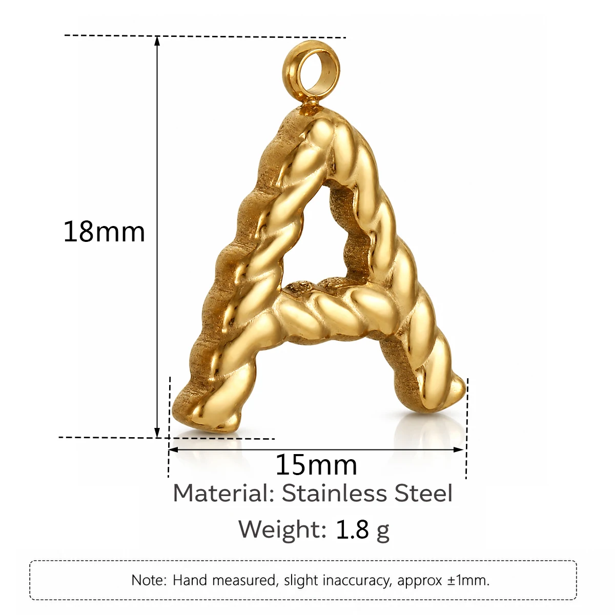 3Pcs Stainless Steel Twist Weave Alphabet Charms Capital A-Z Charm Initial Letter Pendants DIY Bracelet Necklace Jewelry Making