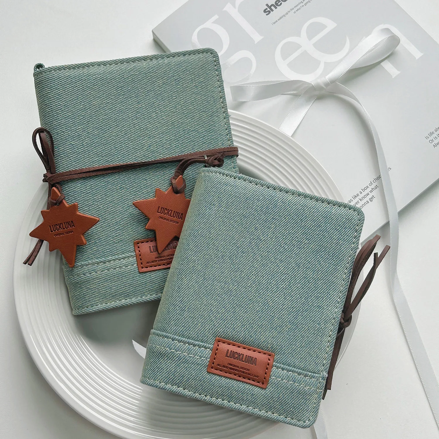 Vintage Green Denim M5/A7 Binder - Minimalist Refillable Planner Notebook, Portable Organizer for Notes, Journal, Travel