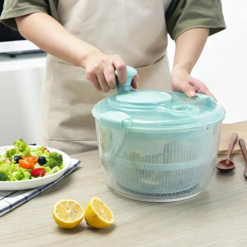 Large Manual Salad Spinner Fruit Vegetable Dehydrator High-Quality Durable Easy to Use Kitchen Tool for Home Time&Labor Saving
