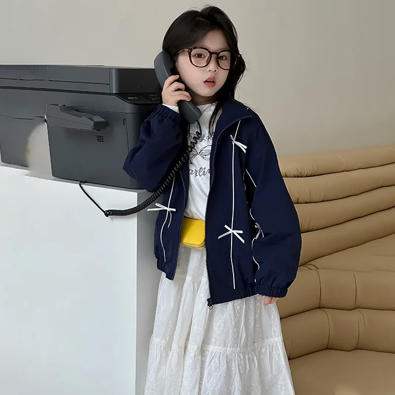 

Girls' Autumn Clothes Jacket 2024 New Butterfly Stitch Spring Autumn Jacket Girls' Top