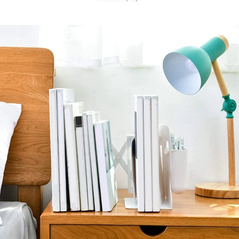 Expandable Bookend Adjustable Desktop Bookshelf With Pen Holder For Office School Home Desk