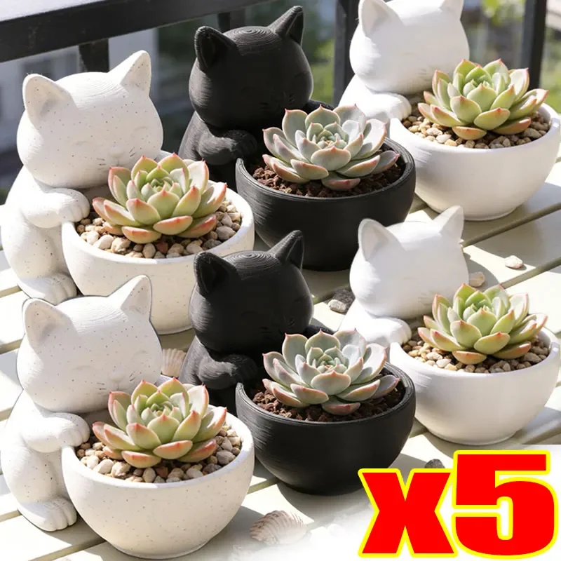 3D Cute Cat Hug Planter Adorable Decorative PLA Pot Home Decor Gift Mini Succulents Planter Cat Desktop Tabletop Decor Planter