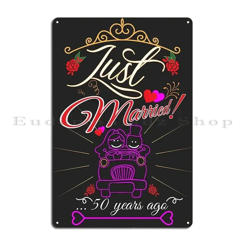 Just Married T Shirt Metal Plaque Poster Customize Customize Garage Plaques Bar Pub Mural Tin Sign Poster