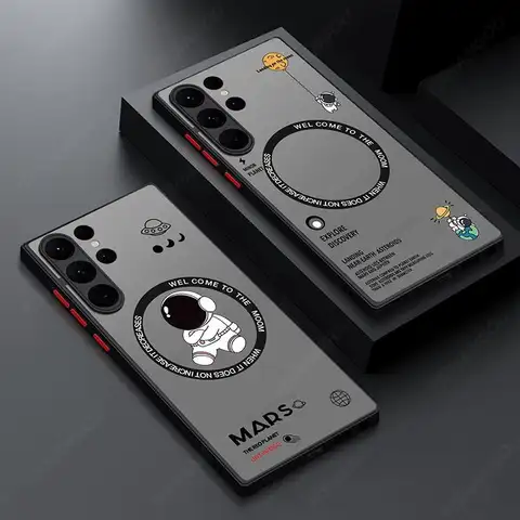 Custodia magnetica per astronauta Magsafe per Samsung Galaxy S23 S22 Ultra S22 Plus S21 S20 FE S24 Cover rigida ultra sottile per PC S25 Edge