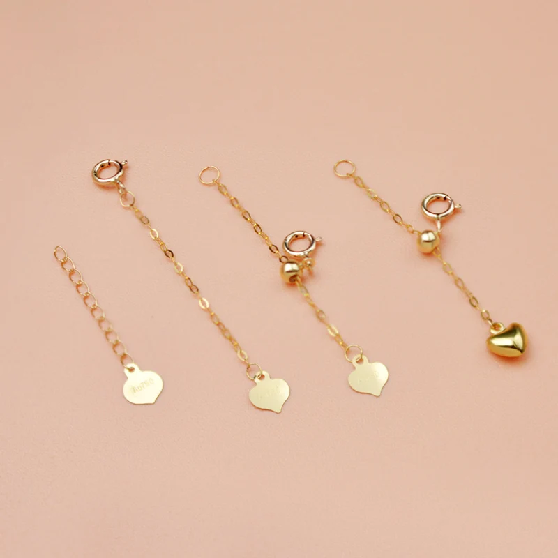 

Настоящее 18-каратное золото DIY ручные аксессуары удлинитель цепи ожерелье тонкая AU750 пружинная цепочка хвост установка для браслета сердце DIY0055