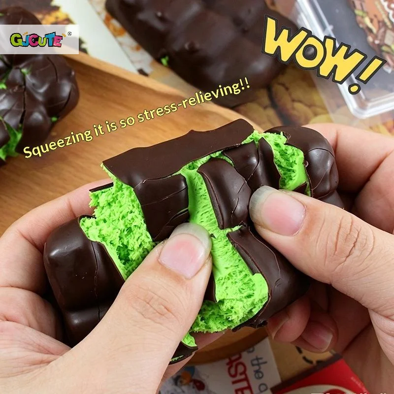 Chocolate Wax Cracking Squeeze Toy Cat Paw Donut Crunchy Sound Ball Crispy Feel Crackable Texture Sensory Squeeze Toy