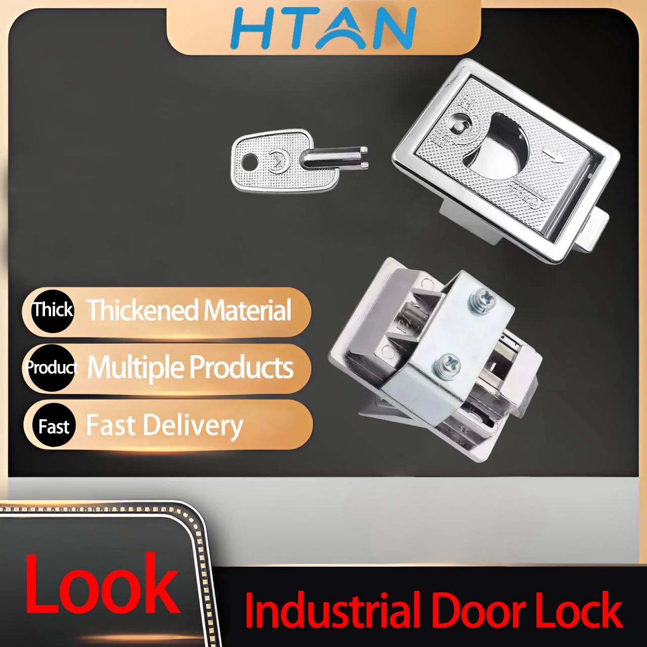 

Zinc Alloy Electrical Cabinet Lock Hood Flat Pin Buckle with Key Embedded Panel Core for Enhanced Security