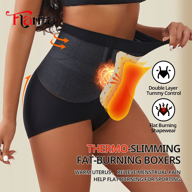 Flarixa Seamless Tummy Control Panties Women High Waist Briefs Thermal Fat Burning Underwear Slimming Belly Shaper Hip Lift Pant