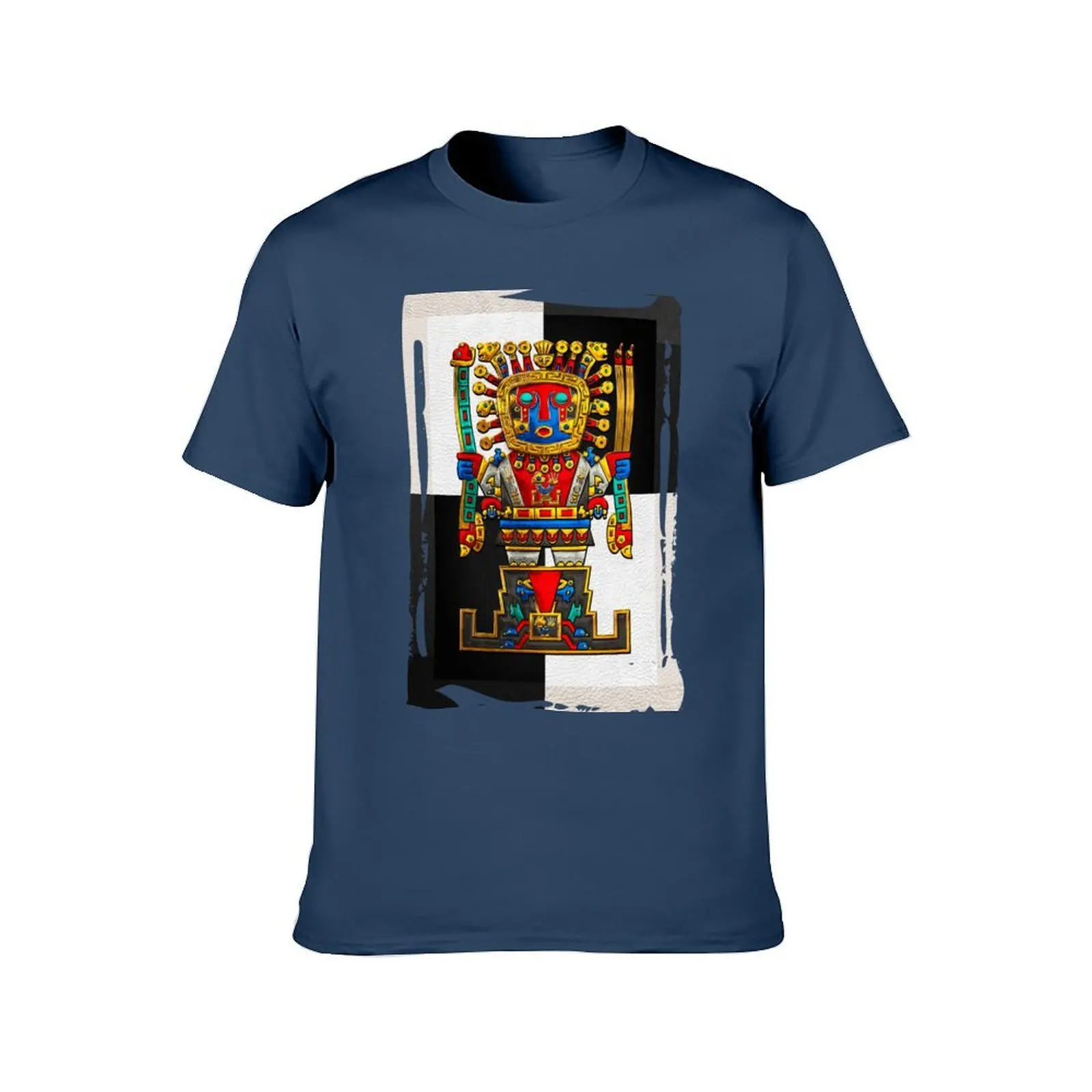 إنكان آلهة-الخالق العظيم Viracocha على أبيض وأسود تي شيرت مطبوعة تي شيرت للرجل تي شيرت رجل القطن تي شيرت #2