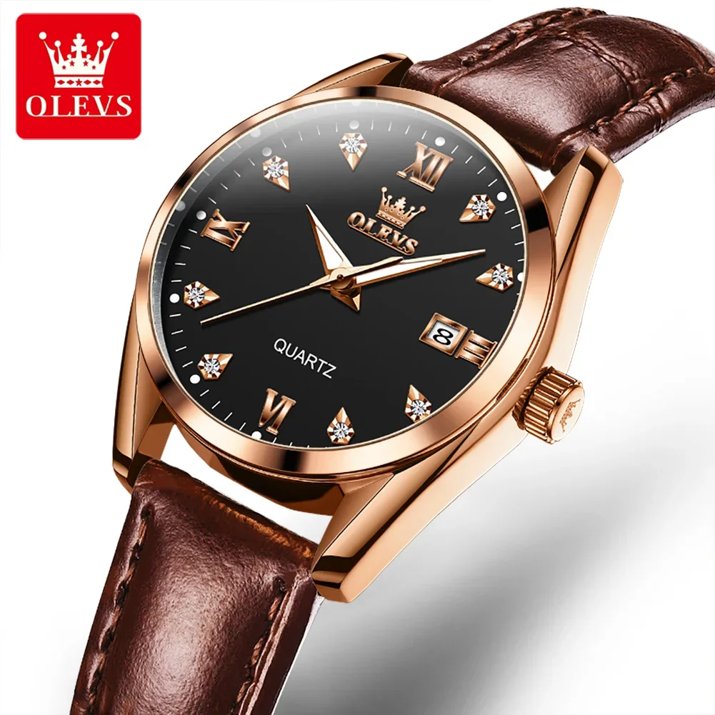 OLEVS 5522 Waterproof Quartz Women Wristwatch PU Strap Simple High quality Simplicity Watch For Women Luminous Calendar Watches