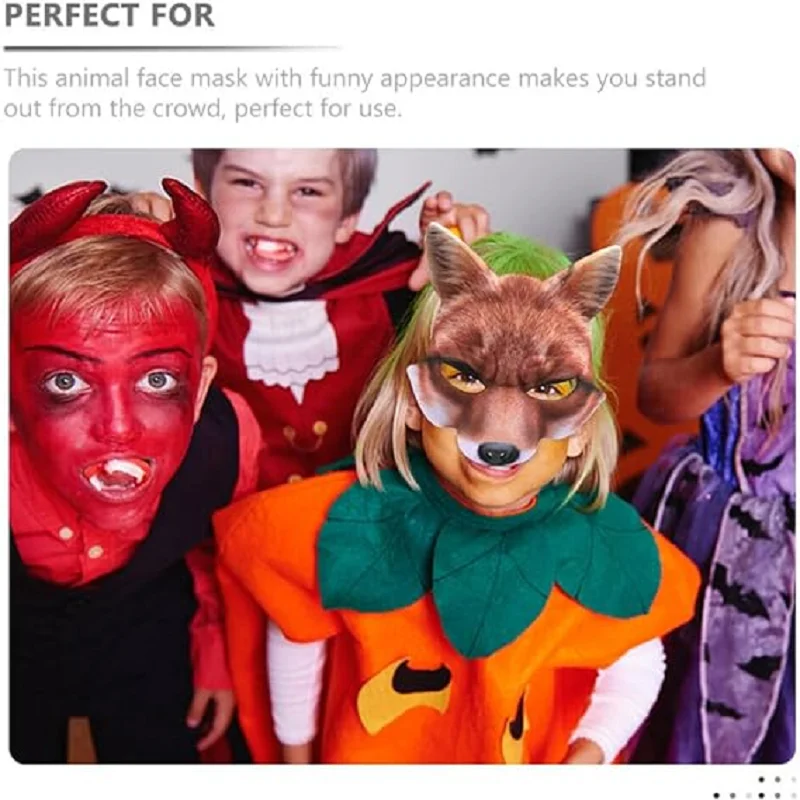 Halloween Half Face Animal Mask for Men and Women Fox White Wolf Costume Party Cosplay Accessory Masquerade Ball Unisex Designe
