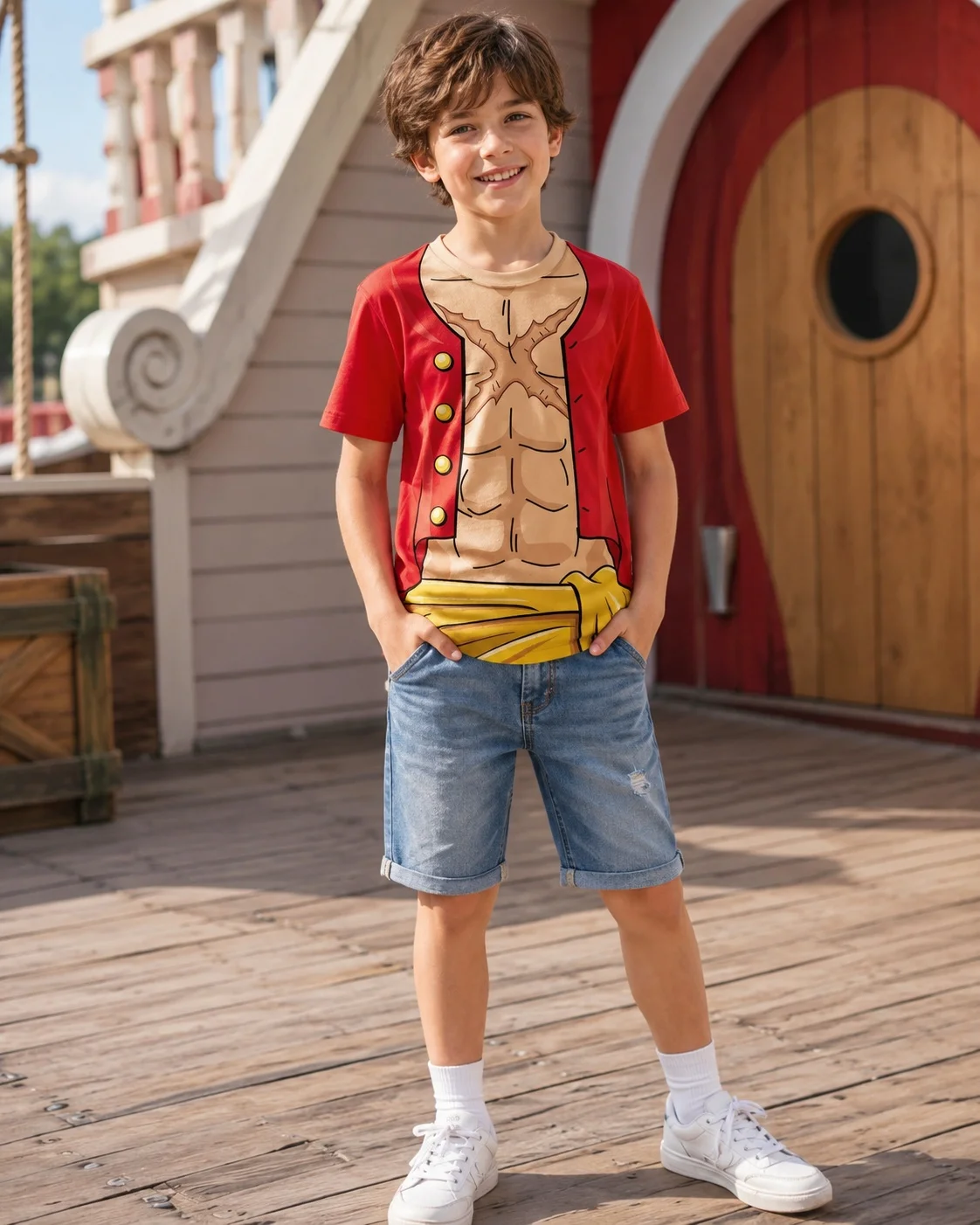 T-shirt à manches courtes imprimé One Piece Luffy, nouvelle collection, vente flash, unisexe, pour adultes et enfants, tenue décontractée, à porter au quotidien