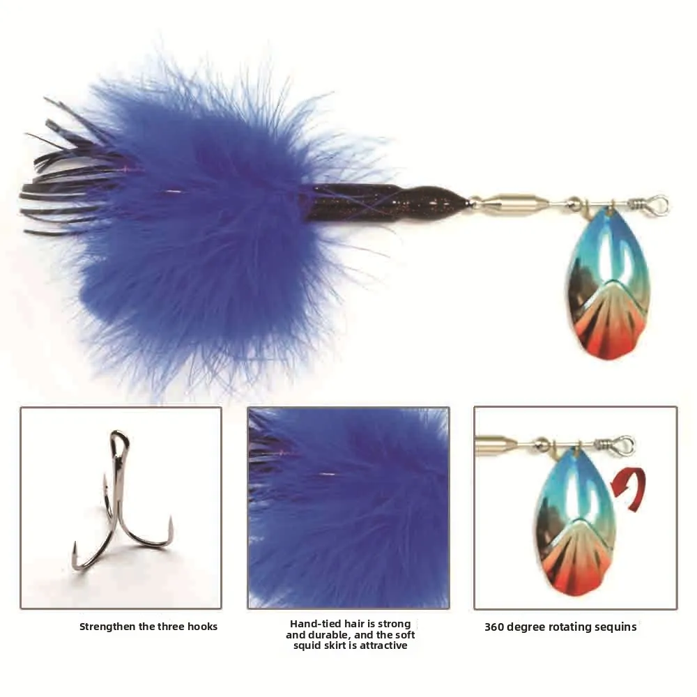 Spinner Bucktail Musky Pike – Metal pesado con plumas artificiales - imagen 5