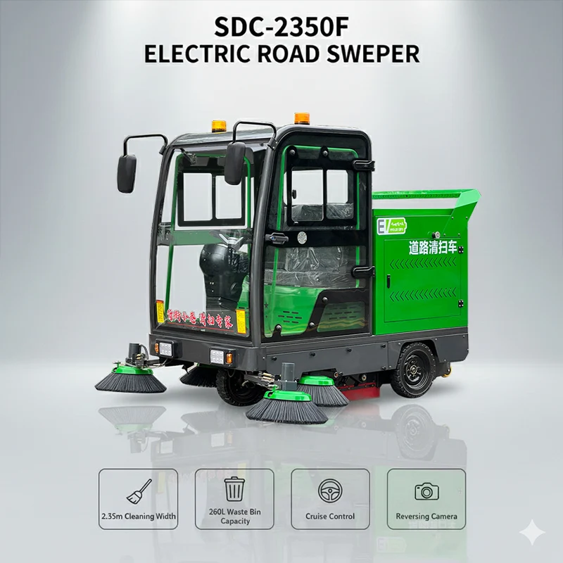 Customized Zero Emission Electric Road Sweeper CE Certified Community Factory Industrial Outdoor Sites Leaf Cleaning Sweeping Ve