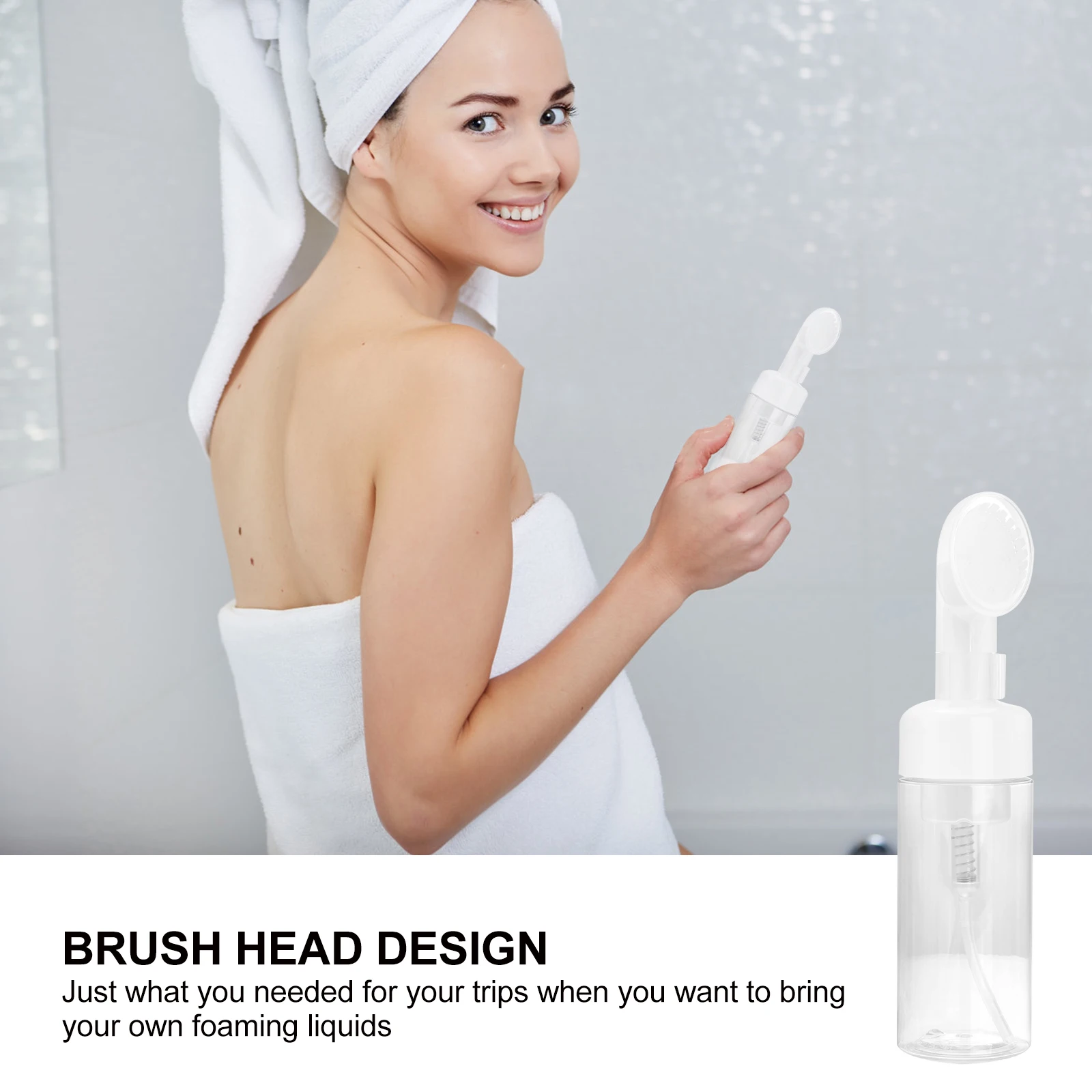 

2Pcs Foaming 120ml White Brush Head Foaming Bottle Dispenser Empty Sub Bottles Travel Size Leak Proof PET Containers