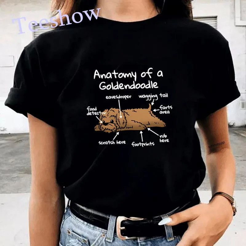 Anatomie Van Een Poodie Vrouwen Kawaii T-shirts Zomer Casual Gedrukt Grappige T-shirt Harajuku Korte Mouw Witte T-shirt Vrouwelijke