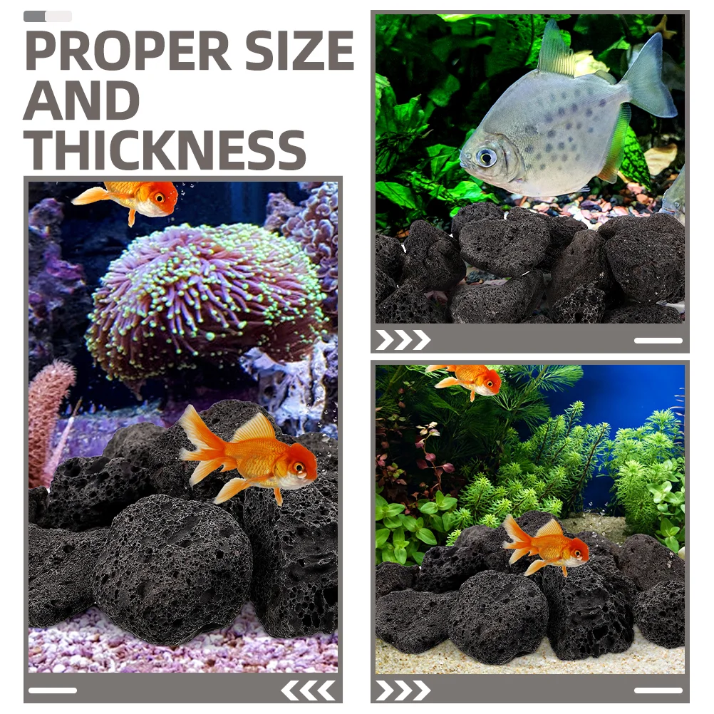 Black Volcanic Rock Flower Pot Stone Fish Tank Natural The Decorations Decorative Craft