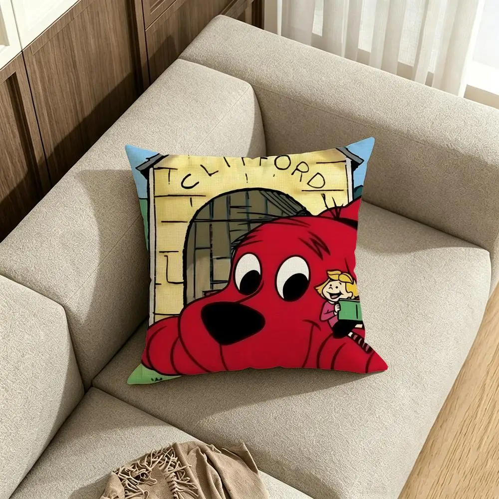 Anime Clifford The Big Red Dog Cushion Cover Cushion Covers Natural Linen Breathable Sofa Bedroom Decor Pillowcase view 4