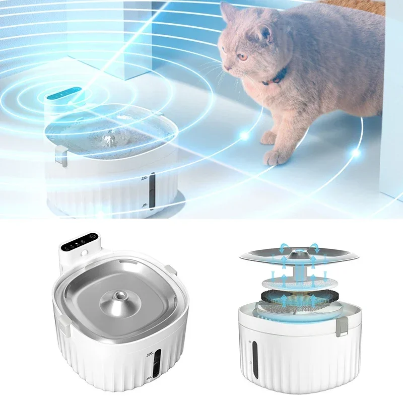 Cat Drinker Operated Automatic Battery Filter Motion Water Dispenser Fountain Wireless Sensor