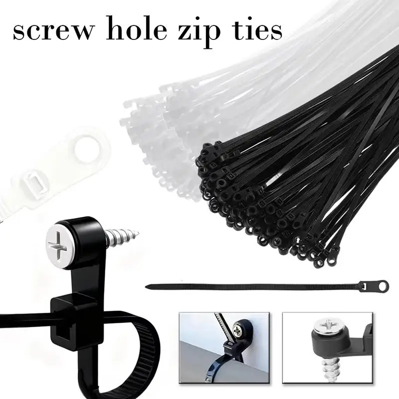 

2026 New 100Pcs Reusable Nylon Cable Ties 30x200mm, Lock Loop, Removable Black White For Home Office Organization