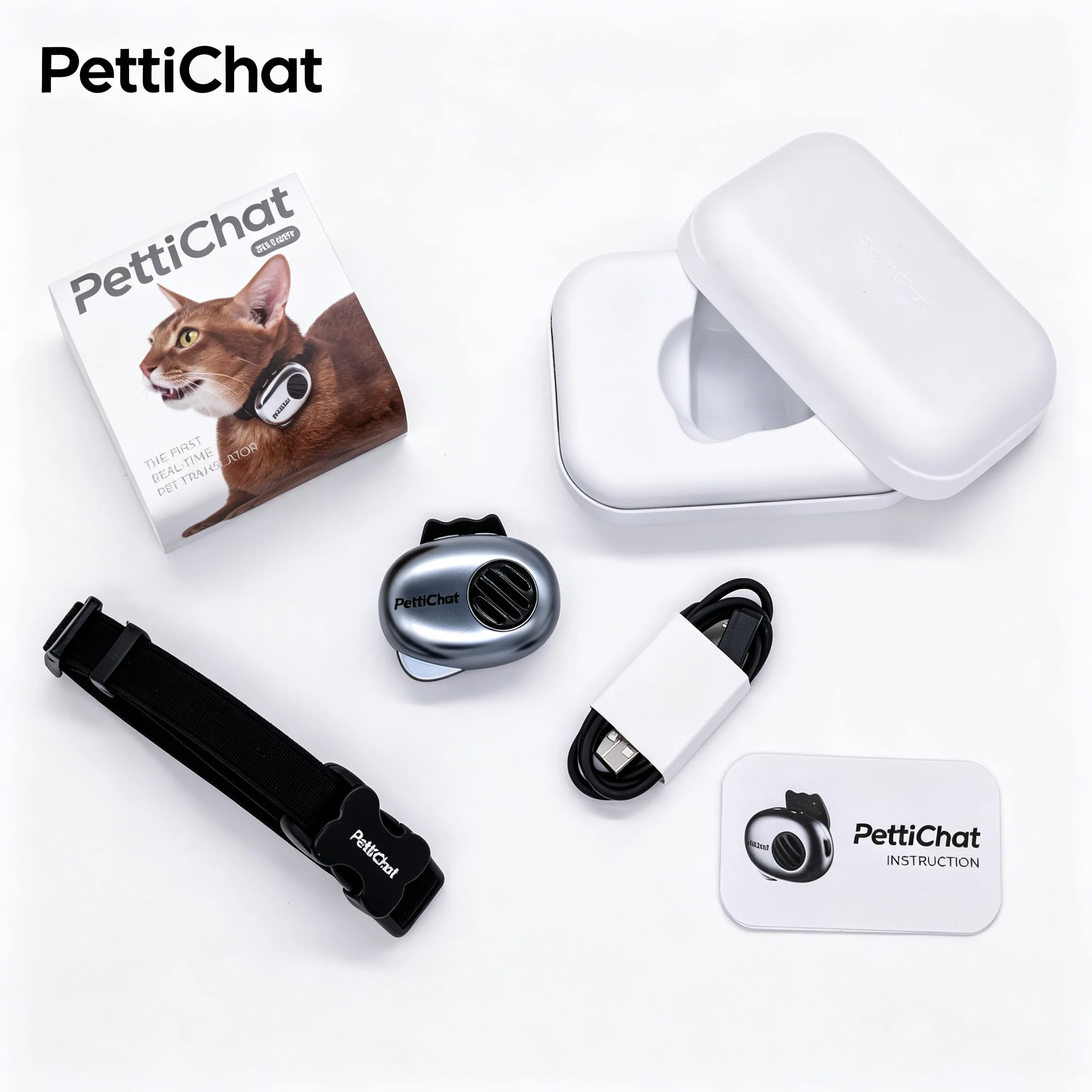 PettiChat Smart AI Pet Translator Collar 94.6% Translation Accuracy GPS Location History IP65 Waterproof CE FCC RoHS