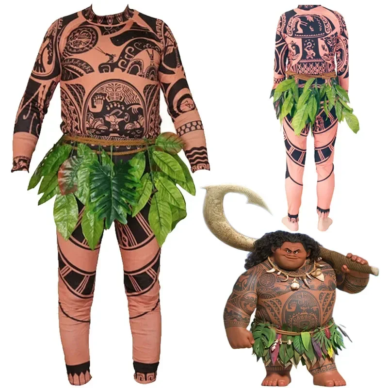 Moana Maui Kostuum Kids Maui Cosplay Kostuum Tattoo T Shirt Broek Riem Halloween Carnaval Kostuum Voor Volwassen Kinderen