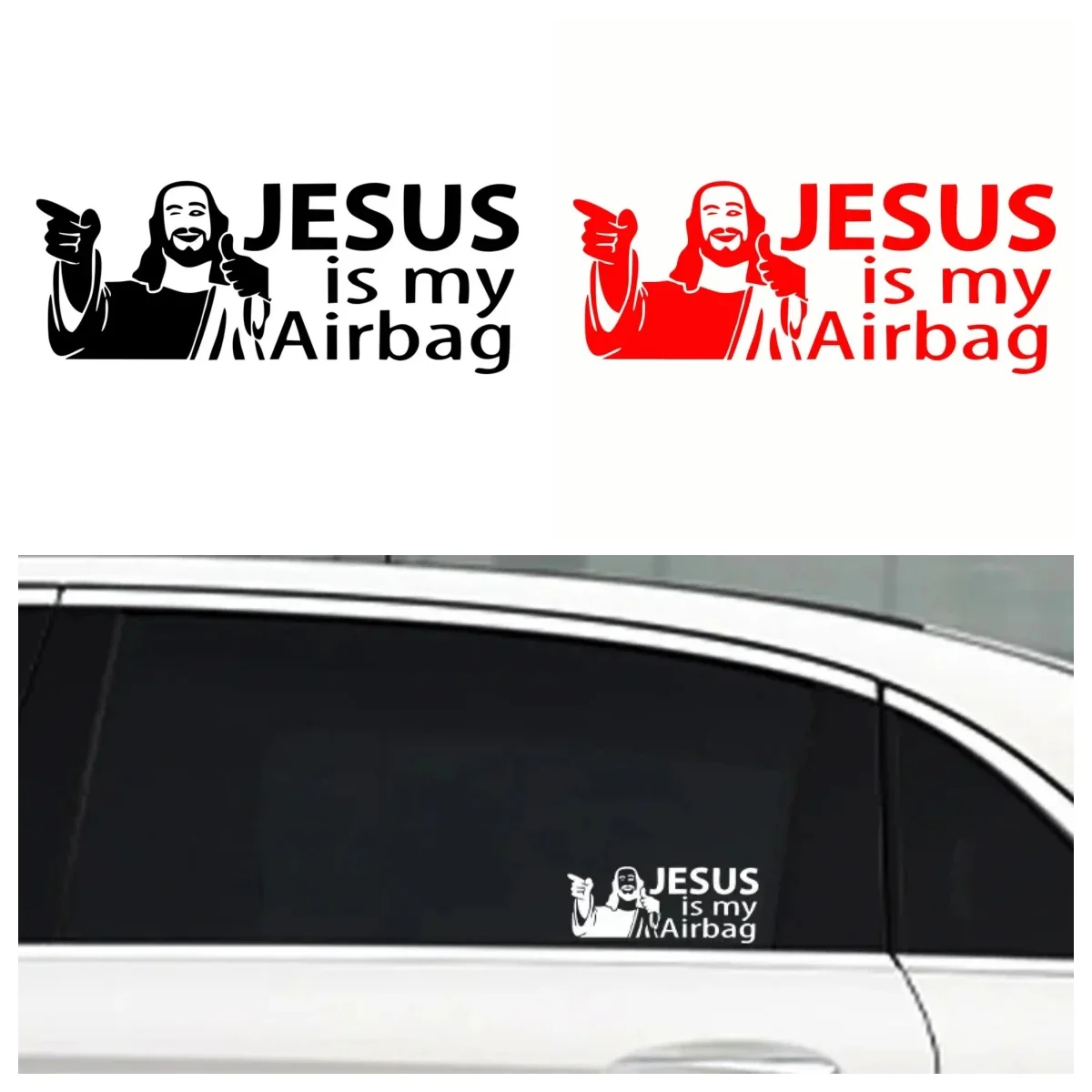 

Personality JESUS IS MY AIRBAG Car Sticker for Car Truck Window Bumper Vinyl Decal Waterproof Accessories