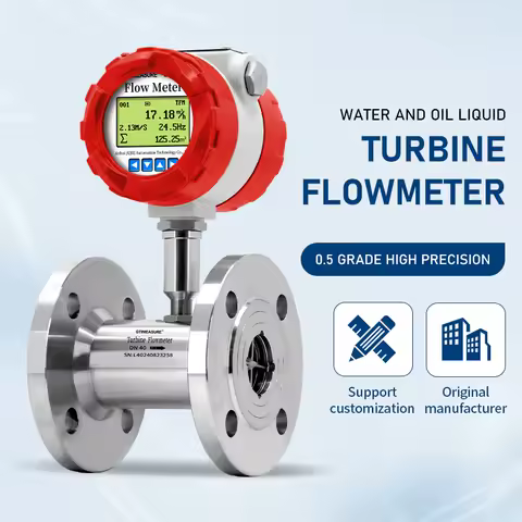DN50 Turbine Flowmeter 4~20mA RS485 SS316 Flange Threaded Connection Liquid Flow Meter for Water and Oil 2 Inch DN100