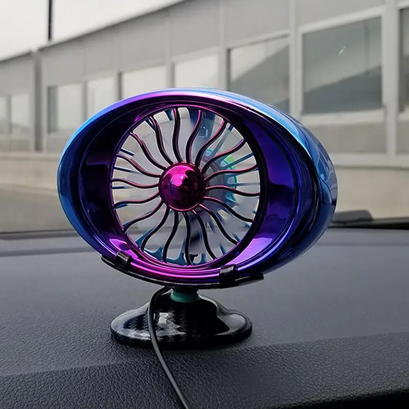 Car Fan USB Powered Led Light Mini USB Cooling Fans Adjustable 3-Speed Rotating Base For Desk SUV RV Truck Air Vent & Center