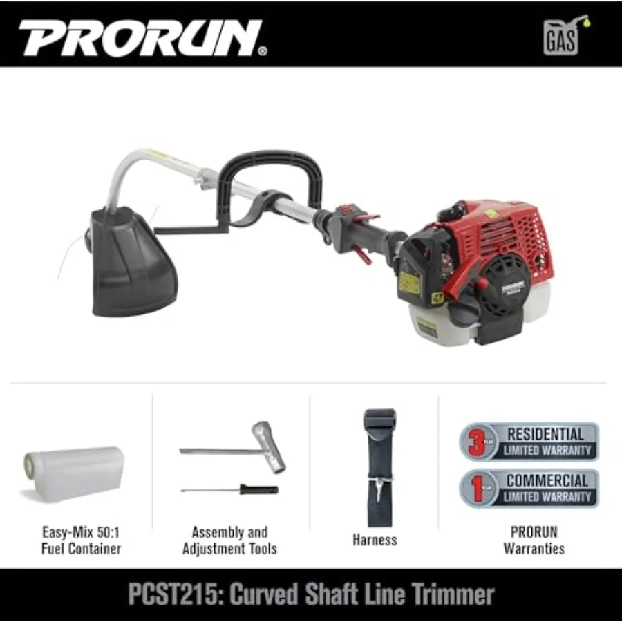 25.4cc 15 بوصة. ماكينة تشذيب العمود المنحنية بدورتين تعمل بالغاز لصيانة فعالة في الحديقة والحديقة مع تصميم خفيف الوزن وسهل الاستخدام