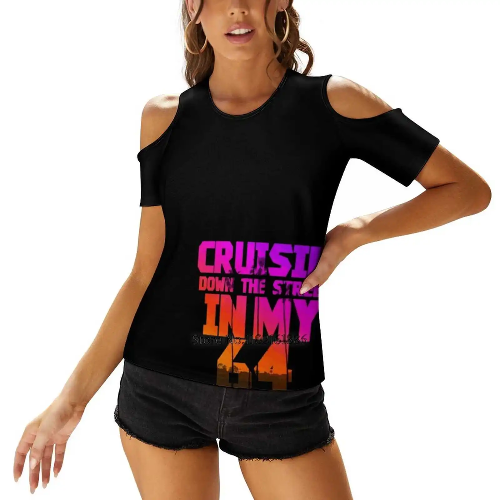 Cruisin' Women'S Clothing V-Neck Tops Zipper Tee Ladies Casual Sexy T-Shirt Cruisin Cruising Down The Street Eazy E Rap Hiphop