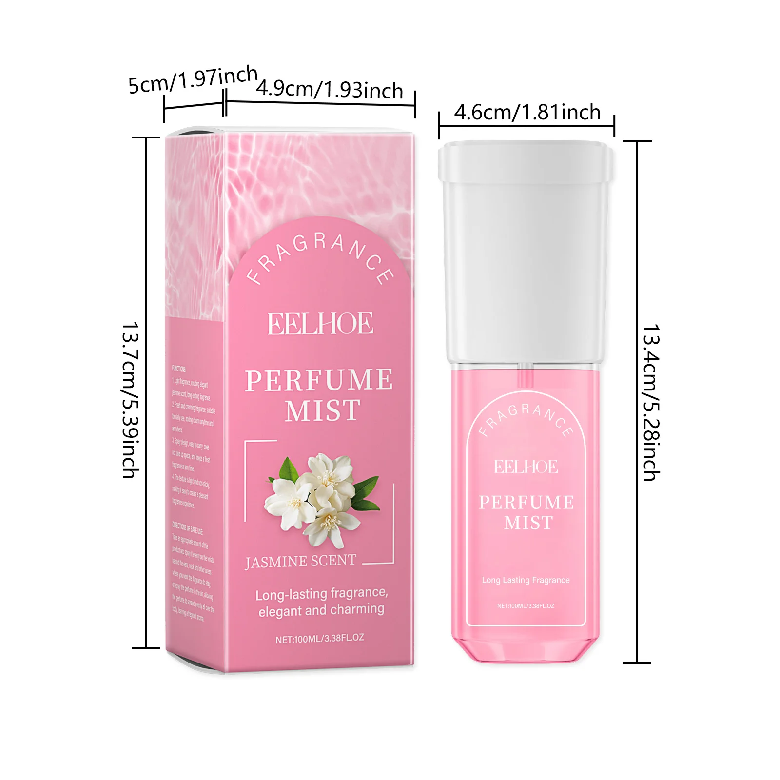 Brasilianisches Jasmin-Körperparfümspray für Frauen, langanhaltender, weicher Duft, natürlich, frisch, nicht fettig, elegante Düfte, 3,4 Fl.Oz