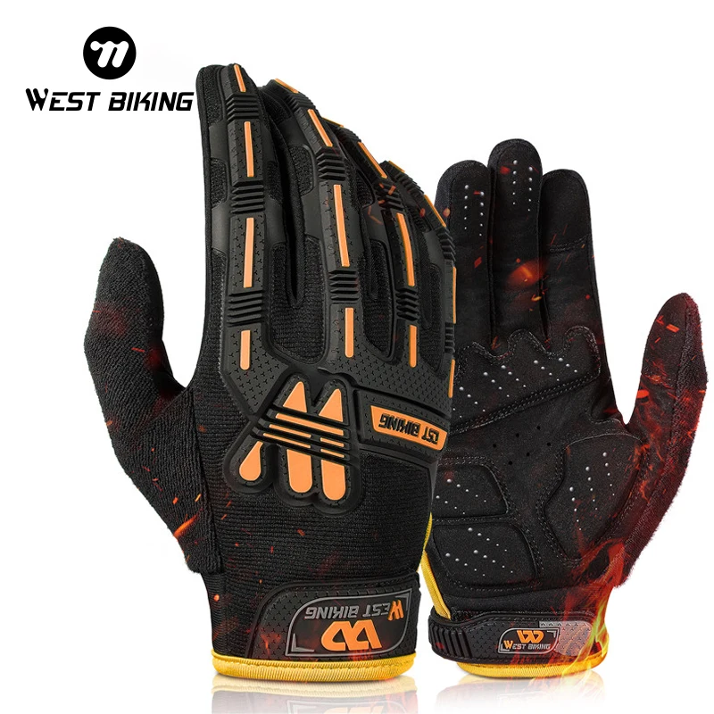 WEST BIKING Warm Winter Motorcycle Gloves Touch Screen Bicycle Cycling Thermal Gloves Sport MTB Road Bike Tactical Gloves