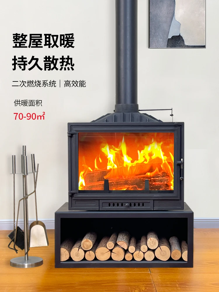 Fireplace, real fire, wood, embedded wood burning for heating, indoor rural villas, home stays, wood burning, cast iron woo