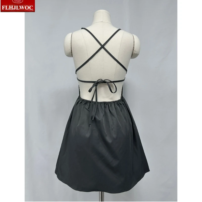 Vestidos sin mangas con espalda descubierta nueva moda FLHJLWOC mujer 2025 todo fósforo Japón niñas Chic Corea señora sólido sin mangas lindo Mini vestido