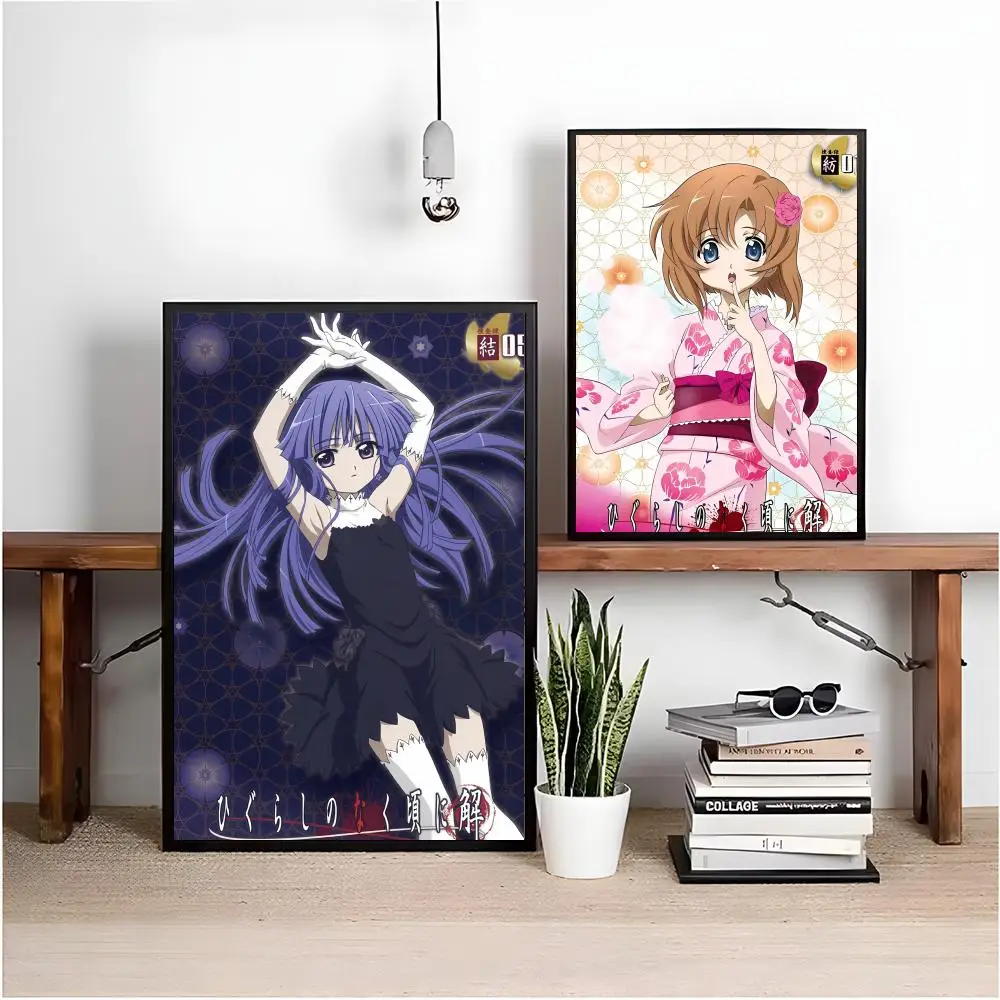 H-Higurashi When They Cry Poster Self-adhesive Art Waterproof Paper Sticker Coffee House Wall Decor view 5