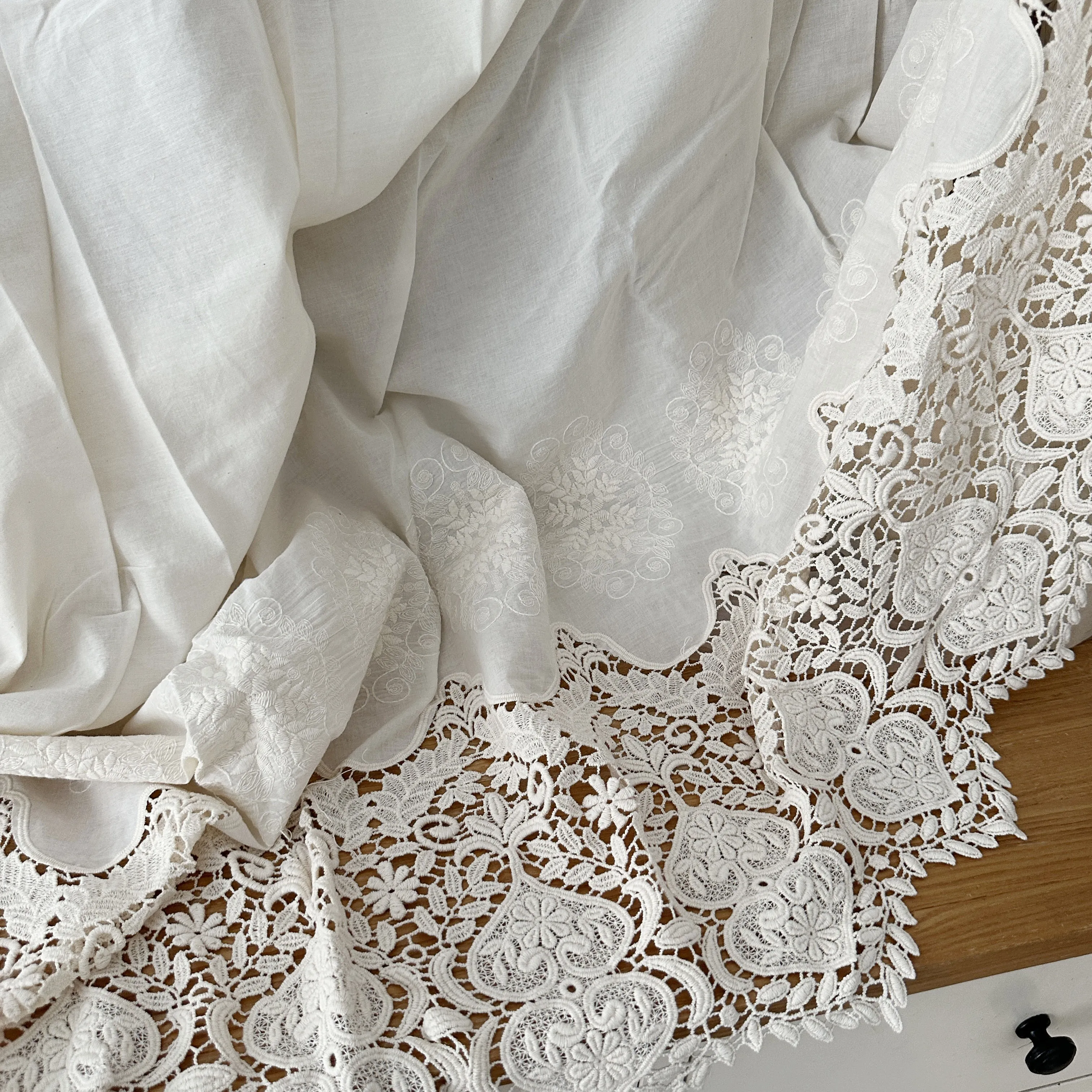 1 Yard Ecru Pure Cotton Crochet Lace Fabric ,Bridal Wedding Dress Prom Dress Haute Couture Cotton Lace Fabric 130cm wide