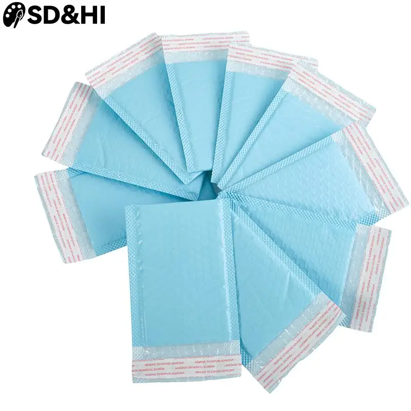 10Pcs Light Blue Bubble Mailers Padded Mailing Envelopes Self-Seal Shipping Bags For Small Business Poly Bubble Bag