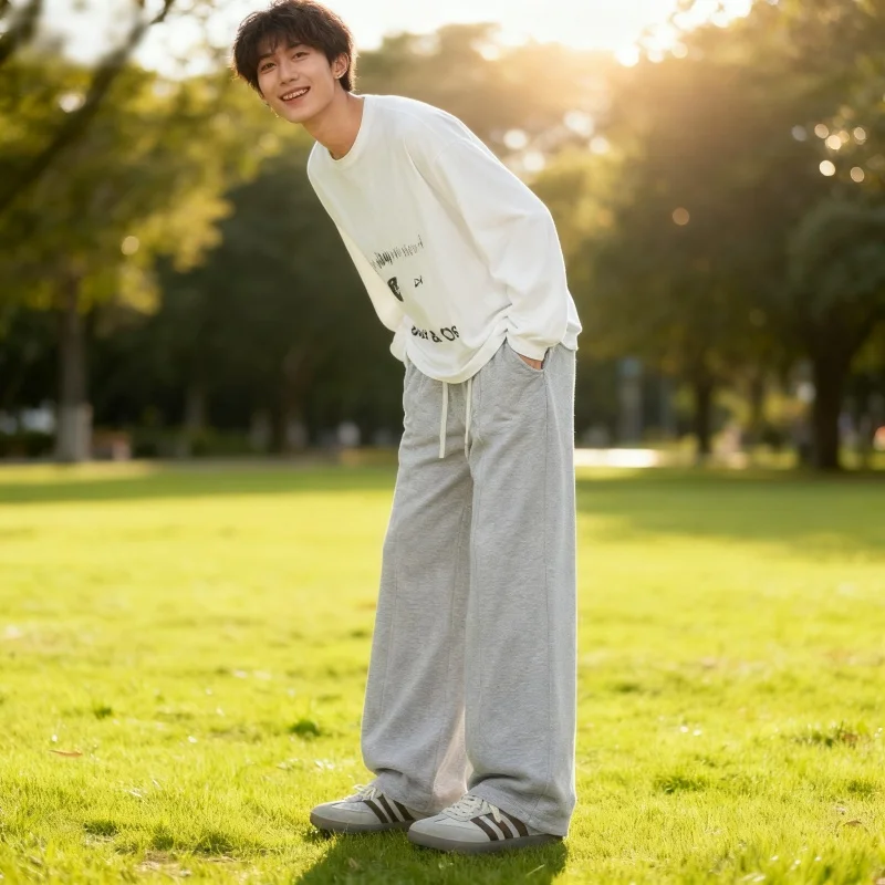 

Свободные спортивные штаны для мужчин весна-осень 2024, новые модные трикотажные брюки с замком, повседневные спортивные брюки, мужской тренд