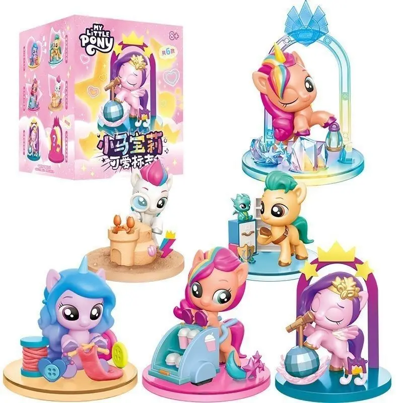 Genuine Anime Cartoon New My Little Pony Cute Logo Series Blind Box Girl Toys Peripheral Blind Box Ornaments Dolls Doll Gifts