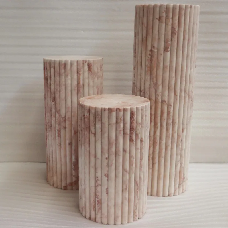 Customized Wholesale 30x30x50CM/65CM/90CM Cream Rose Pink Natural Rosetta Marble Stone Plinth