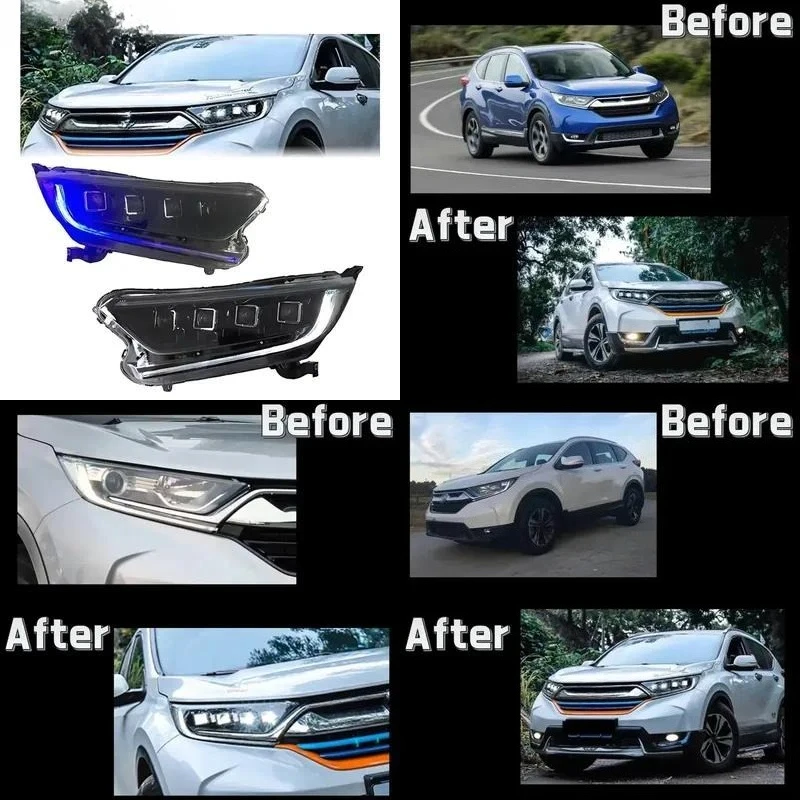 HETOP for CRV Headlight 2017-2020 LED DRL Upgrade Modified Front Light Headlamp Dynamic Turn Signal Auto Car Parts for