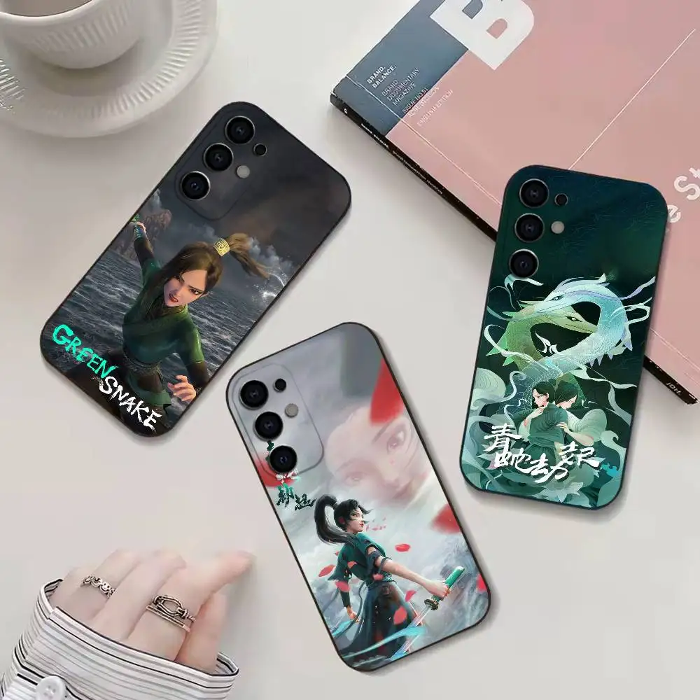 G-Green Snake and White Snake Phone Case For Samsung S26,25,24,23,22,21,20,30,Ultra,Plus,Fe,Lite Black Shell