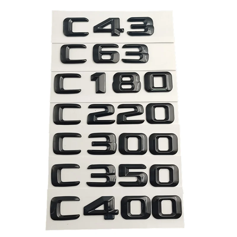 

3d ABS Black Logo C200 C180 C300 C400 C220 Emblem Letters Sticker Car Trunk Badge For Mercedes Benz W203 W204 W205 Accessories